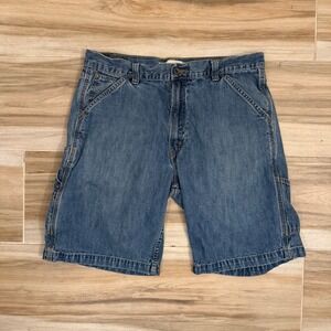 Vintage Levis Carpenter Denim Shorts Mens W34 Medium Wash Blue Y2K